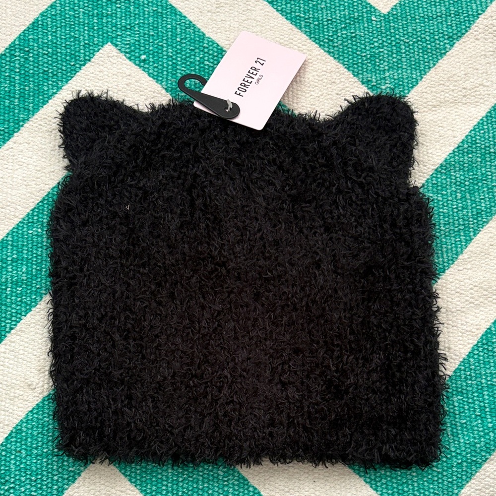 Black Fuzzy Cat Ear Hat